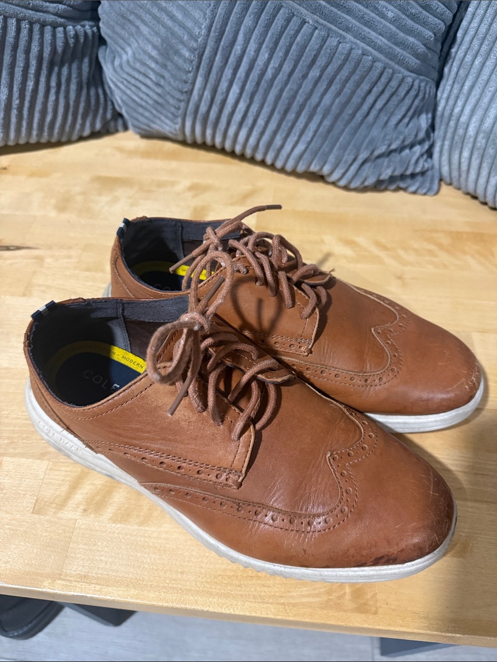 Cole Haan Men's Tan Brown Leather Wingtip Oxfords